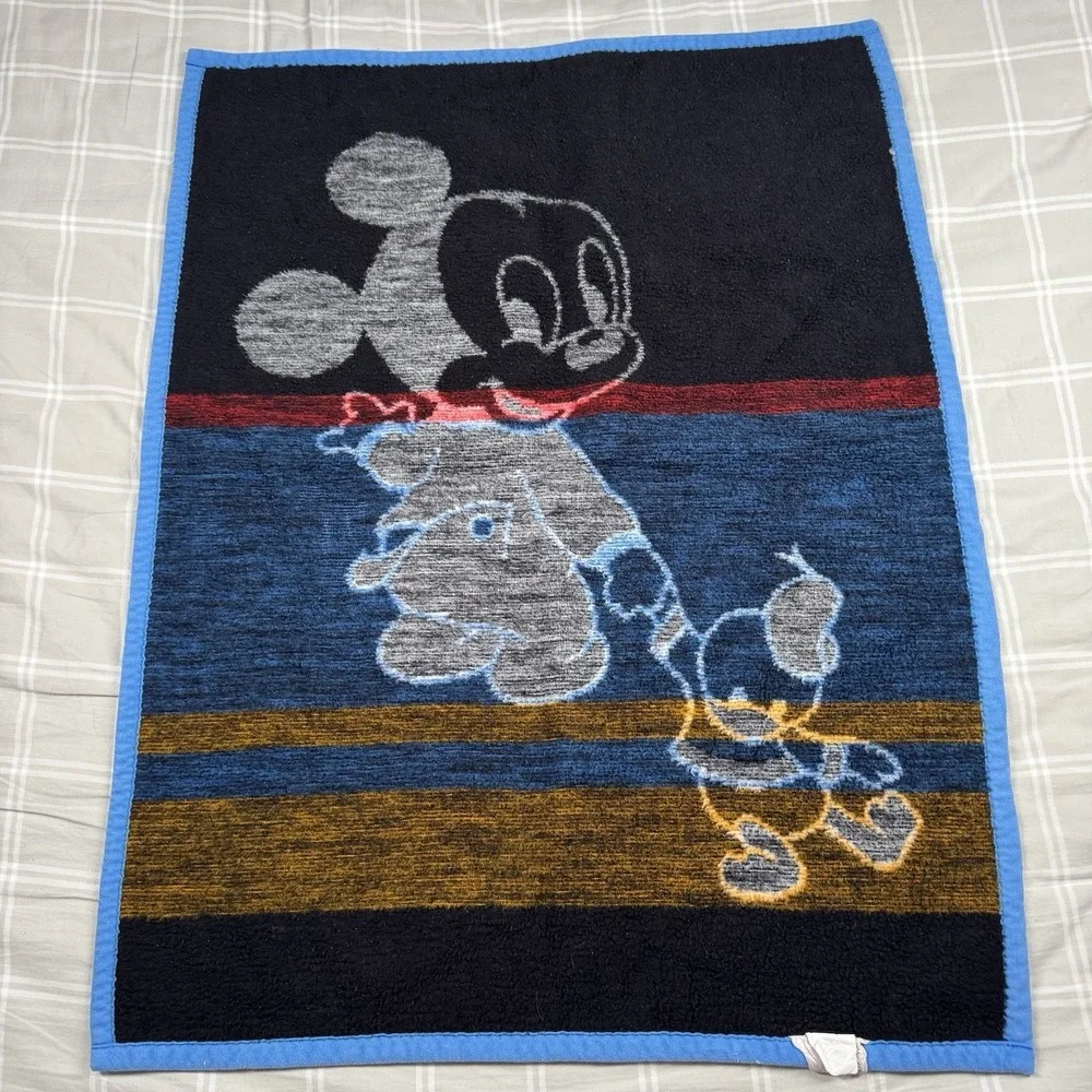 Vintage Biederlack 1984 Baby Blanket Mickey Mouse Donald Duck Disney USA